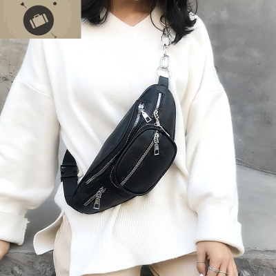 超火ins小包包女夏天2019新款时尚日韩斜跨复古chic学生腰包胸包艾狄伊娃腰包男黑色男女同款