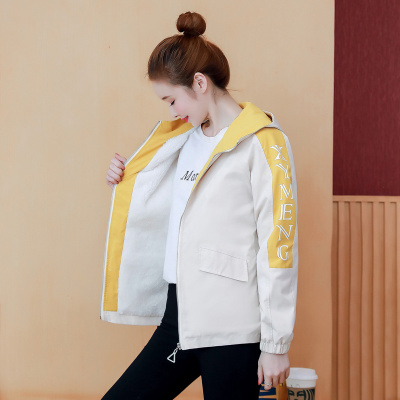FISHBASKET加绒加厚短款女士风衣2020款韩版宽松百搭休闲工装夹克外套女风衣女