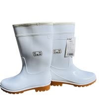 炯毅 白色雨鞋防水防油防滑耐磨水鞋劳保卫生靴厨房雨靴 靴子 加棉40码 双