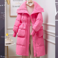 棉服女冬季中长款韩版时尚设计感棉衣过膝长款大翻领棉袄复古外套