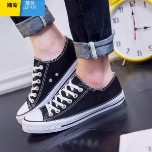 聚范百搭帆布鞋男高帮低帮休闲男鞋韩版经典情侣学生布鞋潮鞋子男板鞋