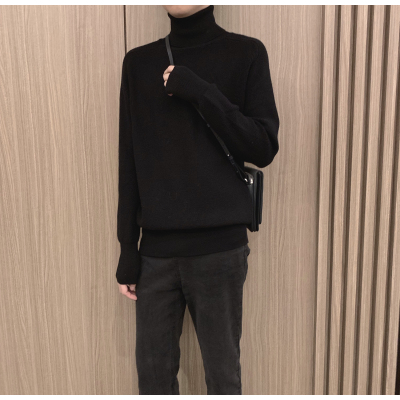 HLCOMAN阿茶与阿古两色高领毛衣男宽松韩版冬季潮流简约情侣款打底针织衫毛衣