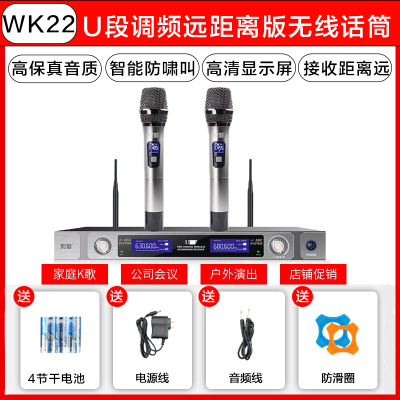 索爱(soaiy) SA-WK22 无线麦克风双话筒专业手持KTV唱歌演出舞台K歌会议通用家庭麦克风 一拖二