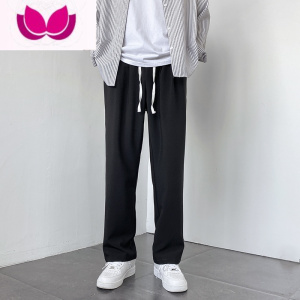 七斓韩版潮流垂感西装裤男直筒宽松休闲裤九分裤西裤男生长裤