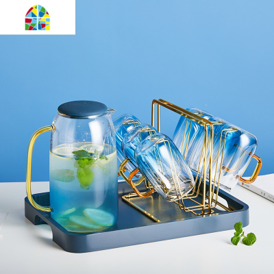 冷水壶家用北欧玻璃可高温凉水壶凉白开水壶大容量果汁壶水杯套装 FENGHOU 1壶+2杯