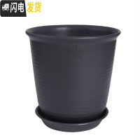三维工匠仿陶瓷塑料花盆大号加厚阳台绿植创意绿萝盆栽多肉盆 送托盘 高款灰黑色 6号[口径30cm]花盆容器