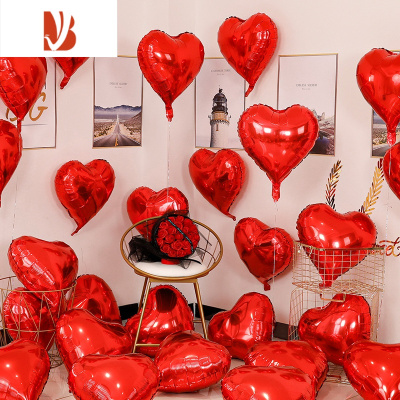 三维工匠铝膜爱心气球婚庆婚房装饰加厚防爆心形汽球结婚订婚生日场景布置18寸爱心红色-10个装婚庆布景