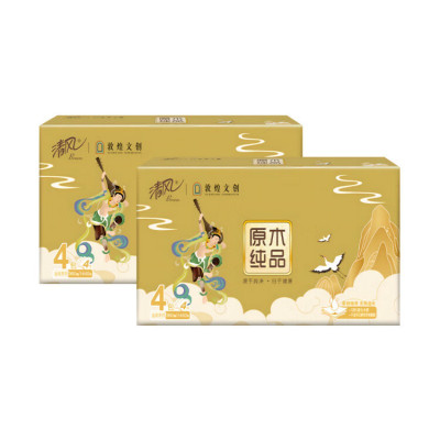 清风 敦煌4层90抽纸巾4包/提 2提
