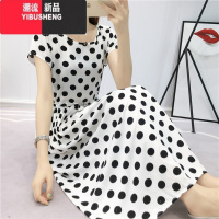 YIBUSHENG人造棉绸连衣裙女中长款绵绸抽绳收腰时尚显瘦宽松2023年新款短袖