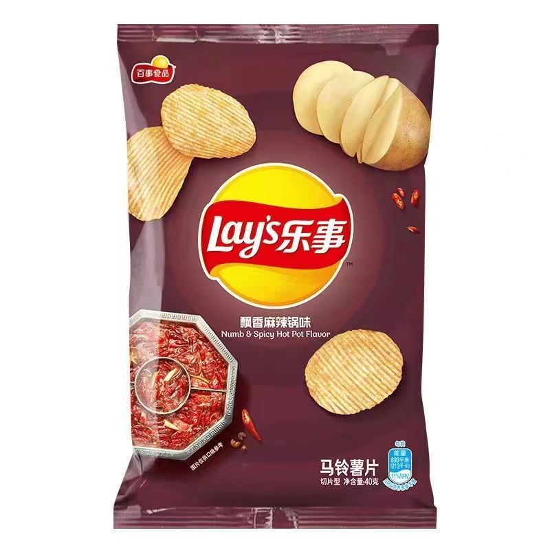 乐事薯片多口味休闲零食小吃办公室休闲零食 麻辣香锅味40g*10袋