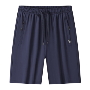 渔人船长夏季大码男士运动裤速干透气纯色运动休闲五分裤中裤弹力大裤衩