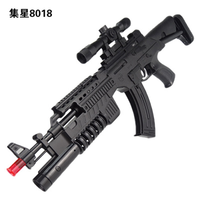 电动玩具声光冲锋儿童道具男孩玩具机关步抢集星8018加枪背带配6节充电电池加充电器