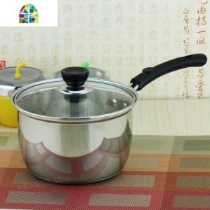 小锅加厚汤锅不锈钢家用小奶锅双耳煲汤煮面条辅食燃气电磁炉 FENGHOU 18cm韩式单柄奶锅单柄(多层底)