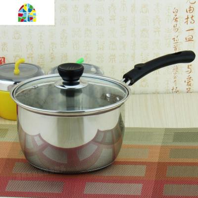 小锅加厚汤锅不锈钢家用小奶锅双耳煲汤煮面条辅食燃气电磁炉 FENGHOU 18cm韩式单柄奶锅单柄(多层底)