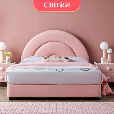 cbd儿童床女孩公主床现代简约科技布学生床1.2m1.5m
