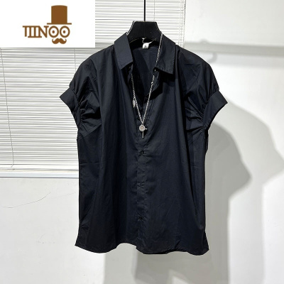 YANXU暗黑男女小众设计师无袖拼接宽松痞帅衬衫日系复古时尚衬衣潮