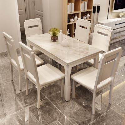 大理石餐桌椅组合现代简约家用4人6人饭桌子小户型轻奢实木餐桌