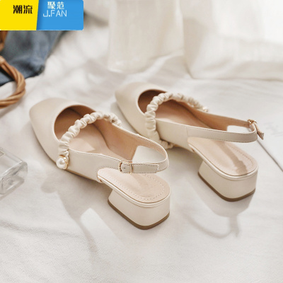 聚范2021年夏季新款网红平底低跟方头包头凉鞋女仙女风玛丽珍鞋单鞋女练杏拍下备注平时所穿尺码或联系客服