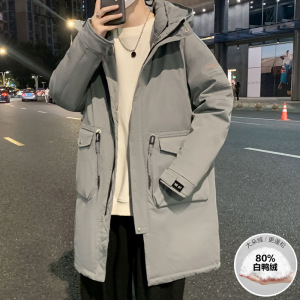 恩步男装羽绒服冬季男女同款白鸭绒百搭时尚宽松保暖中长款外套男
