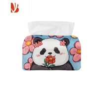 三维工匠国宝熊猫花花酱hb卡通可爱纸巾盒布艺家用抽纸盒桌面纸巾收纳袋 A(小号16.5x11cm)