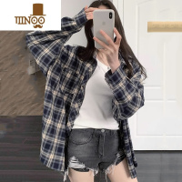 YANXU复古格子衬衫男女同款外套四季开衫设计感宽松小个子潮牌街头上衣