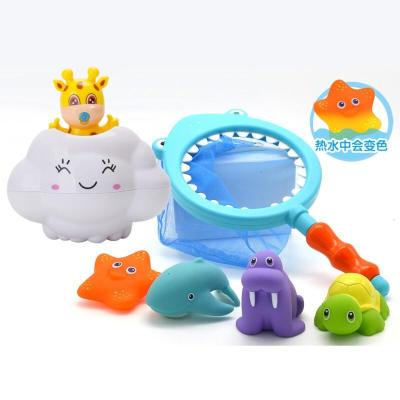 洗澡玩具下雨云朵小鸭子喷水蛋宝宝戏水儿童浴室洒水花洒小企鹅喷水云雨标配红恐龙蛋壳雨云