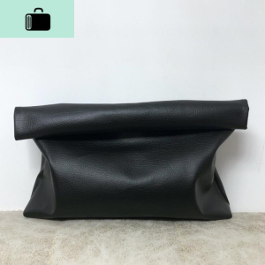 暗黑经典款pu皮简约卷边大容量黑色手拿包欧美复古手抓包袋夹包女NEW LAKE女手包