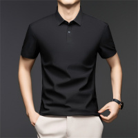 2025新款夏装翻领纯色短袖T恤衫POLO中青年两扣男装