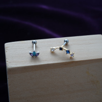 韩国进口迷你小皇冠弧形星星耳骨钉旋转球堵送女朋友老婆情人节七夕生日礼物