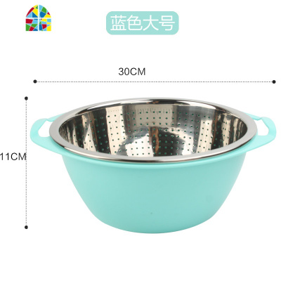 304沥水淘米水果双层菜篮不锈钢盆器滤家用沥水盆篮盘厨房洗菜 FENGHOU 紫色[中号]洗菜篮洗菜篮