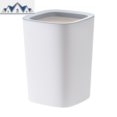 家用卫生间客厅厨房卧室办公室大号塑料带压圈无盖垃圾桶纸篓 三维工匠
