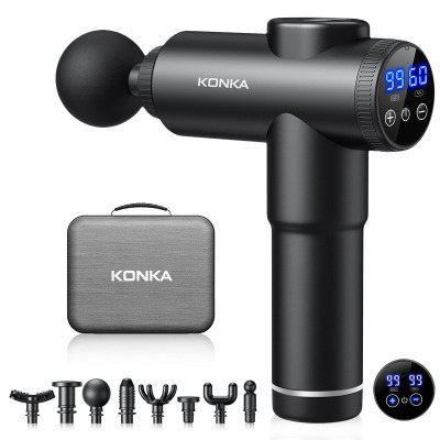 康佳迷你筋膜枪家用瑜伽健身肌肉放松按摩器99档充电款按摩枪礼品6608J黑色+99档8头+收纳包