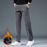 秋冬季新款加绒保暖男长裤休闲裤宽松直筒裤百搭弹力男裤商务