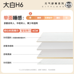 喜临门城市爱情 - 大白H6床垫 黄麻硬薄垫可折叠榻榻米床垫 整垫厚约6CM偏硬