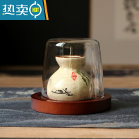 敬平日式复古牙签盒牙签筒罐家用盒轻奢陶瓷个性创意饭店收纳国风 田园布袋(带盖+底座)