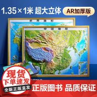 [1.35米超大高清精雕版]2025新版北斗中国地形3d立体凹凸和世界地形图 三维沙盘浮雕地理地势地貌图学生家用客厅挂画