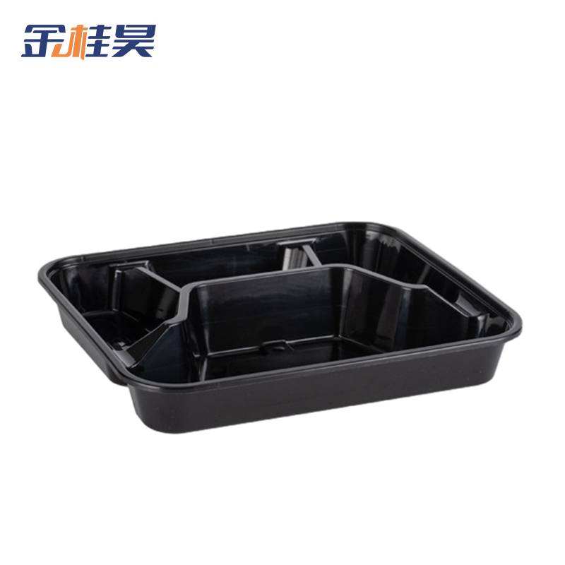 金桂昊 一次性餐盒 分体四格1000ml黑色 个