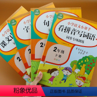 [正版]4本看拼音写词语二年级下册人教版句子训练本字词按课文内容填空课堂同步训练练习册题二年级语文专项训练生字注音默写