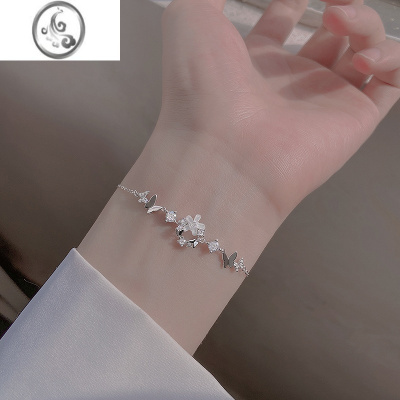 JiMi925银银蝴蝶花朵手链女轻奢高级感2023年新款ins小众设计手饰