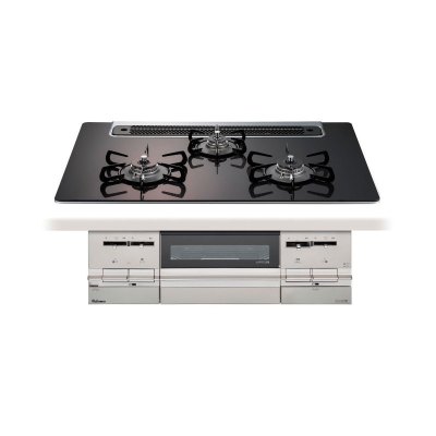 日本原装进口PALOMA百乐满燃气灶嵌入式BRILLIO系列75厘米黑色玻璃台面PD-721WS-75GK 13A天然气