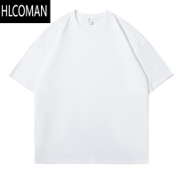 HLCOMAN高克花灰色t恤男款小领口廓形cleanfit短袖美式潮牌半袖