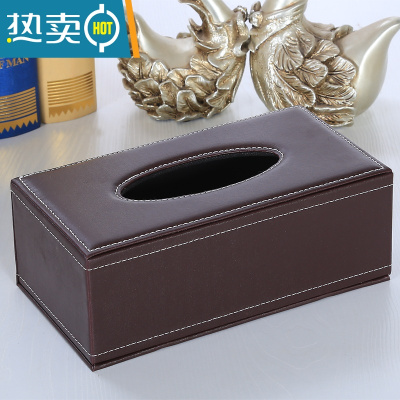 敬平酒店皮质纸巾盒欧式创意餐厅纸抽盒 办公室简约餐巾纸盒定制logo 棕色大盒