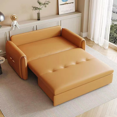 景山百岁 智能电动沙发床两用折叠防猫爪布真皮多功能卧室小户型双人伸缩床