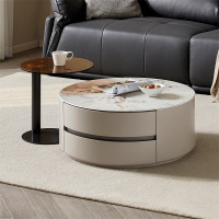 全友家居 现代简约风钢化玻璃圆形小户型简易茶几客厅家用