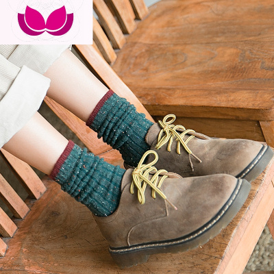 七斓堆堆袜子女士韩国冬天加厚彩色中筒袜韩版潮秋冬季点纱学院风长袜