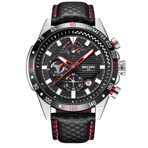 手表男博雅哲(BOYZHE)2019年新款运动全自动机械表瑞士商务男表时尚夜光品牌男士手表皮带款