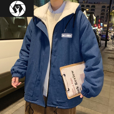 HongZun加厚牛仔棉服羔绒潮牌外套男士2020新款潮流冬季韩版男生棉袄子棉衣