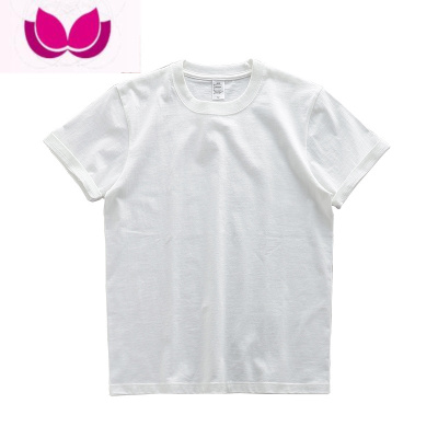 七斓美式260G短袖t恤男圆领宽松白色男款打底衫纯色半袖