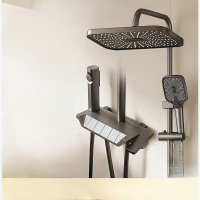 惠达(HUIDA)-PW606钢琴按键淋浴花洒套装家用浴室卫生间枪灰沐浴器