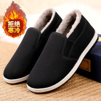 老北京布鞋男官方旗舰店冬季加绒保暖羊毛二棉秋老人防滑加厚棉鞋3759A